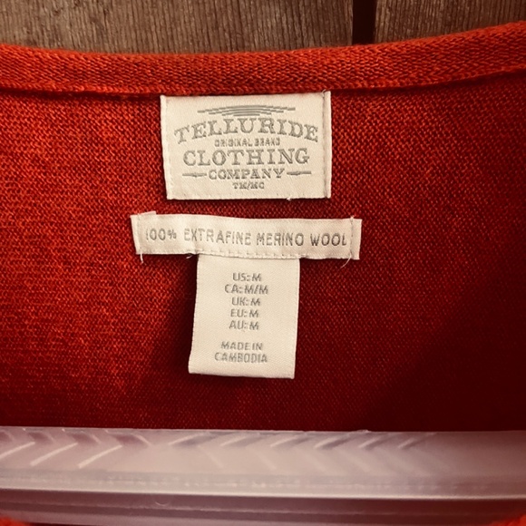 Telluride 💯 Extrafine Merino Wool Terracotta Sweater Boat Neck High Low Size M - Picture 3 of 15